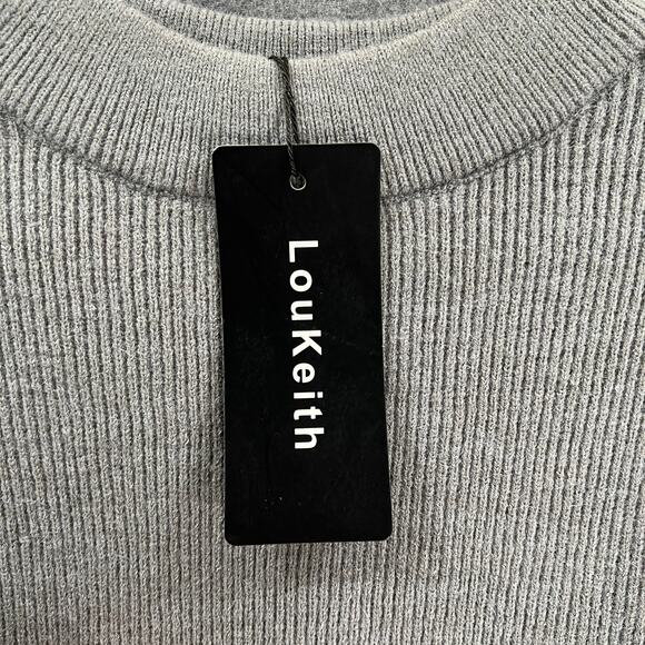 Loukeith Sweater Womens Size Small Long Sleeve Round Neck Gray Knitted Pullover - Picture 8 of 9
